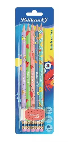 Lápices decorados c/5 No.2 Pelikan