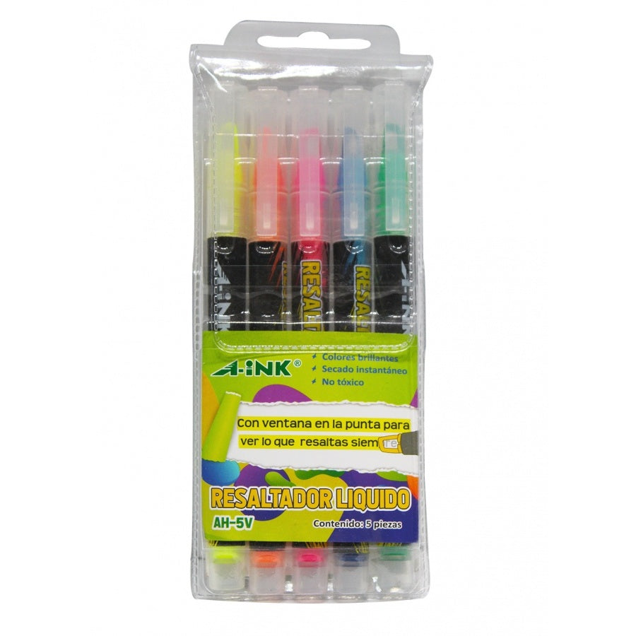 Paquete de marcatextos c/5 A-ink