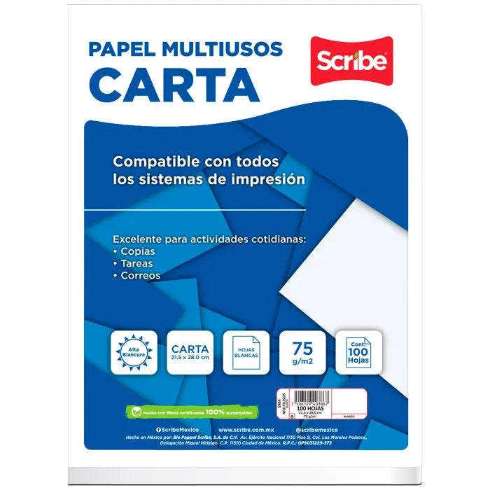 Hoja Maquina Scribe carta 100 HJS 5904