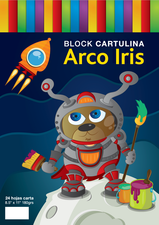 Block cartulina imperial arcoiris 24HJS