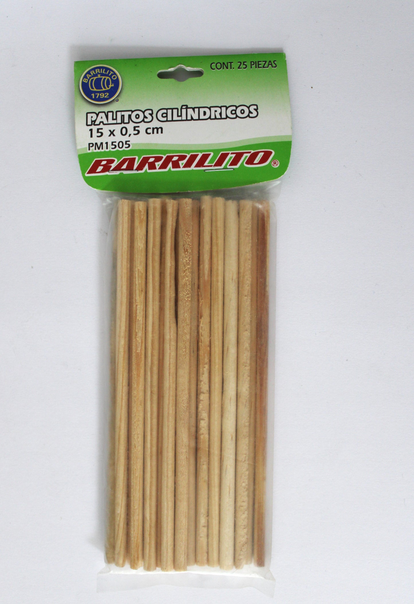 Palito Madera Barrilito Pm1505 Redondo Natural C/25