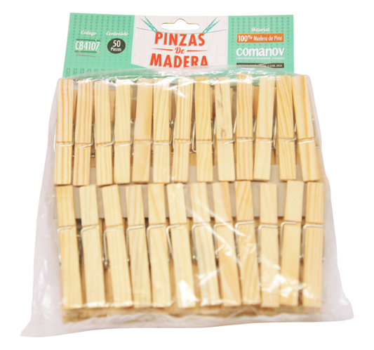 Pinza Ropa Madera Comanov 7cm c/50